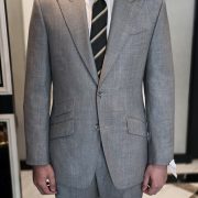 DGRIE Custom Sharkskin Wool Peak Lapel Suits ตัดสูทสีเทาปกแหลม