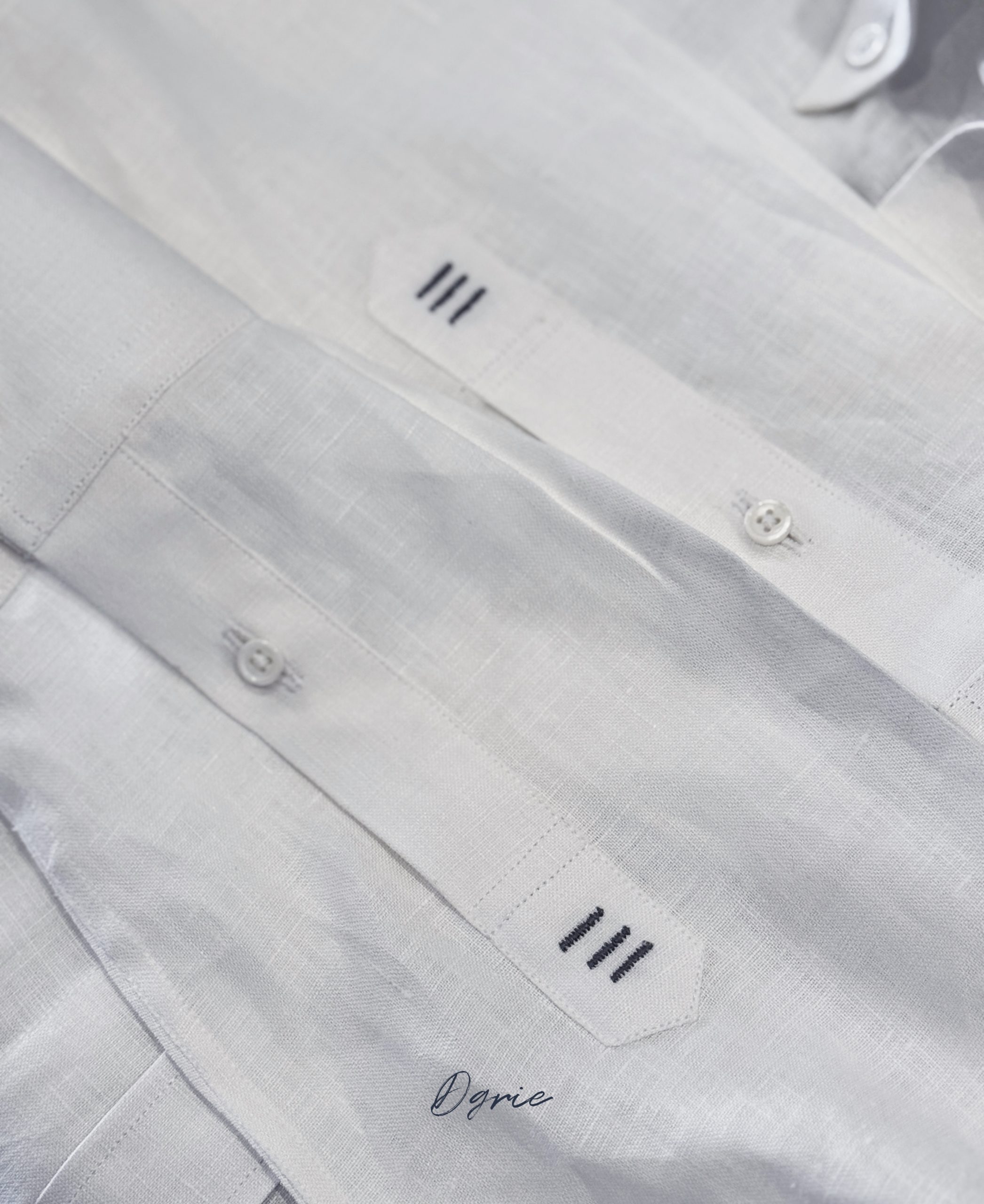 DGRIE READY TO WEAR - White Linen Three-bar Shirt