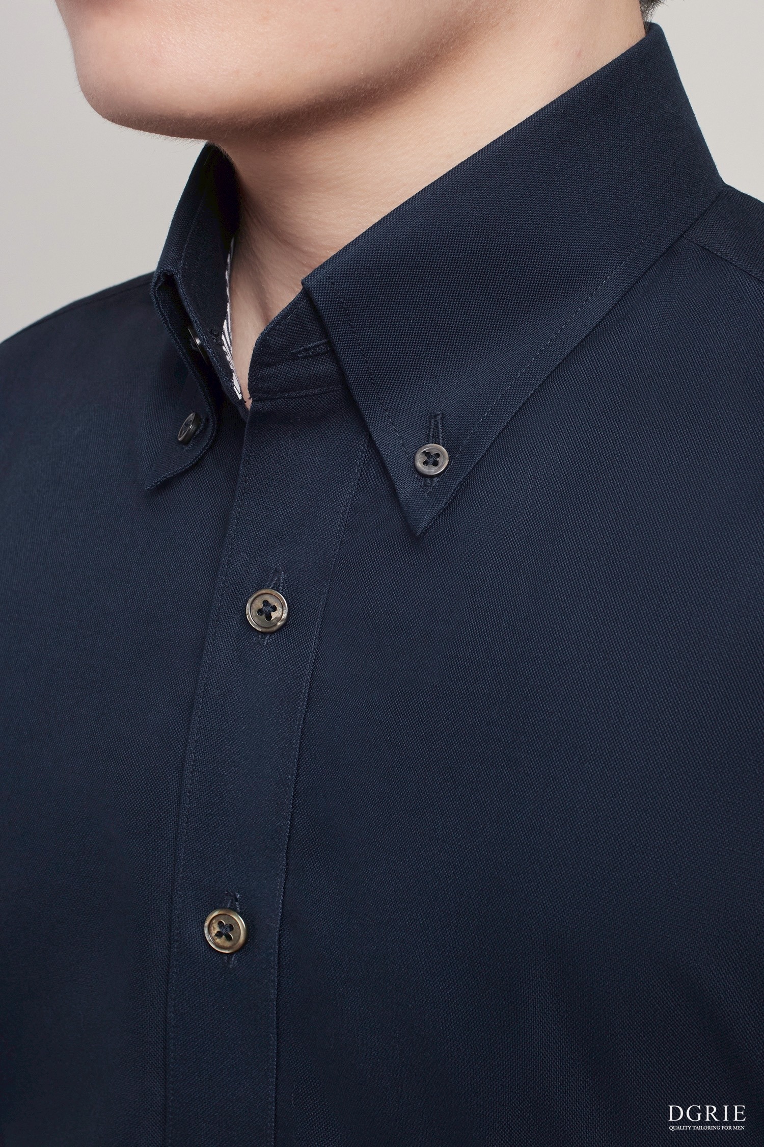 เสื้อเชิ้ต Oxford Cotton Button Down Navy Blue Shirt