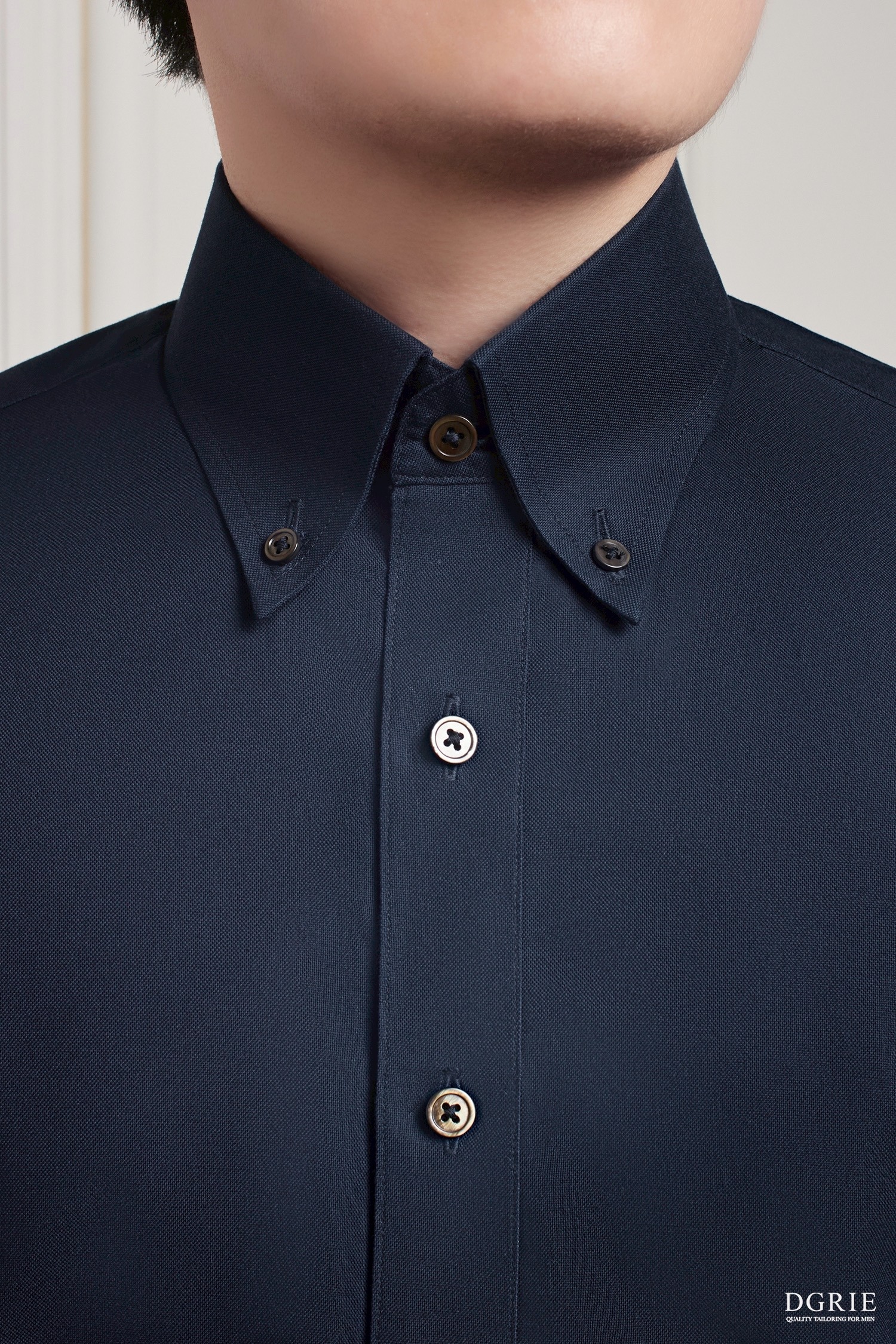 IMG_2416 เสื้อเชิ้ต Oxford Cotton Button Down Navy Blue Shirt