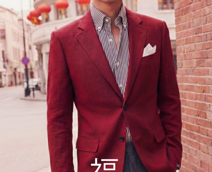 DGRIE เสื้อสูทลินิน Sangria Red Poland Linen Full Lining Sport Jacket
