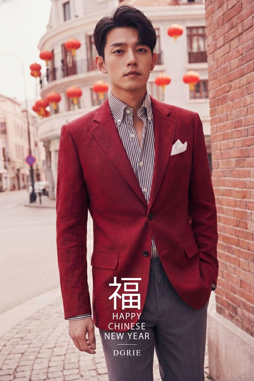 DGRIE เสื้อสูทลินิน Sangria Red Poland Linen Full Lining Sport Jacket