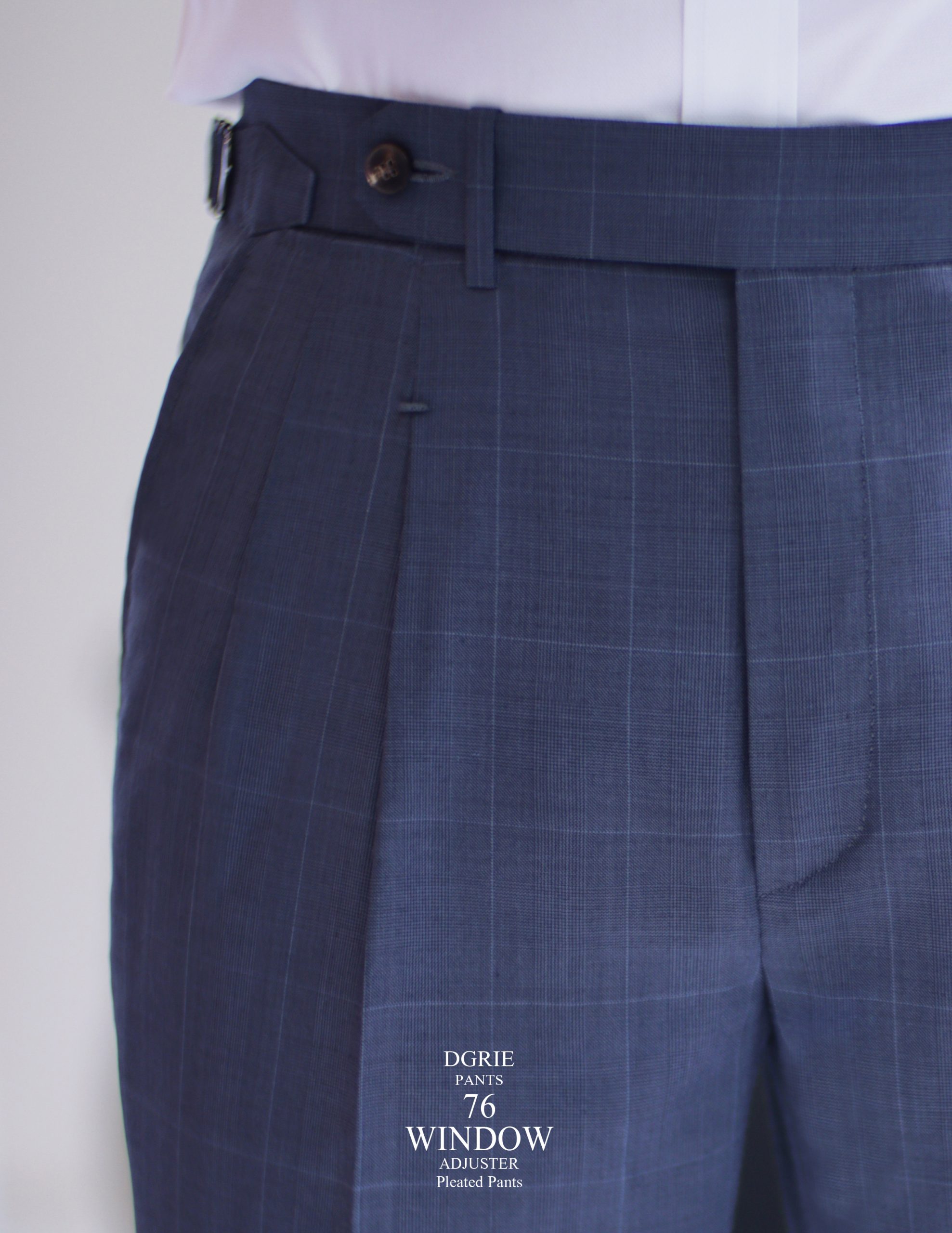 DGRIE PANTS 76 : Windowpane Side Adjusters Pleated Pants