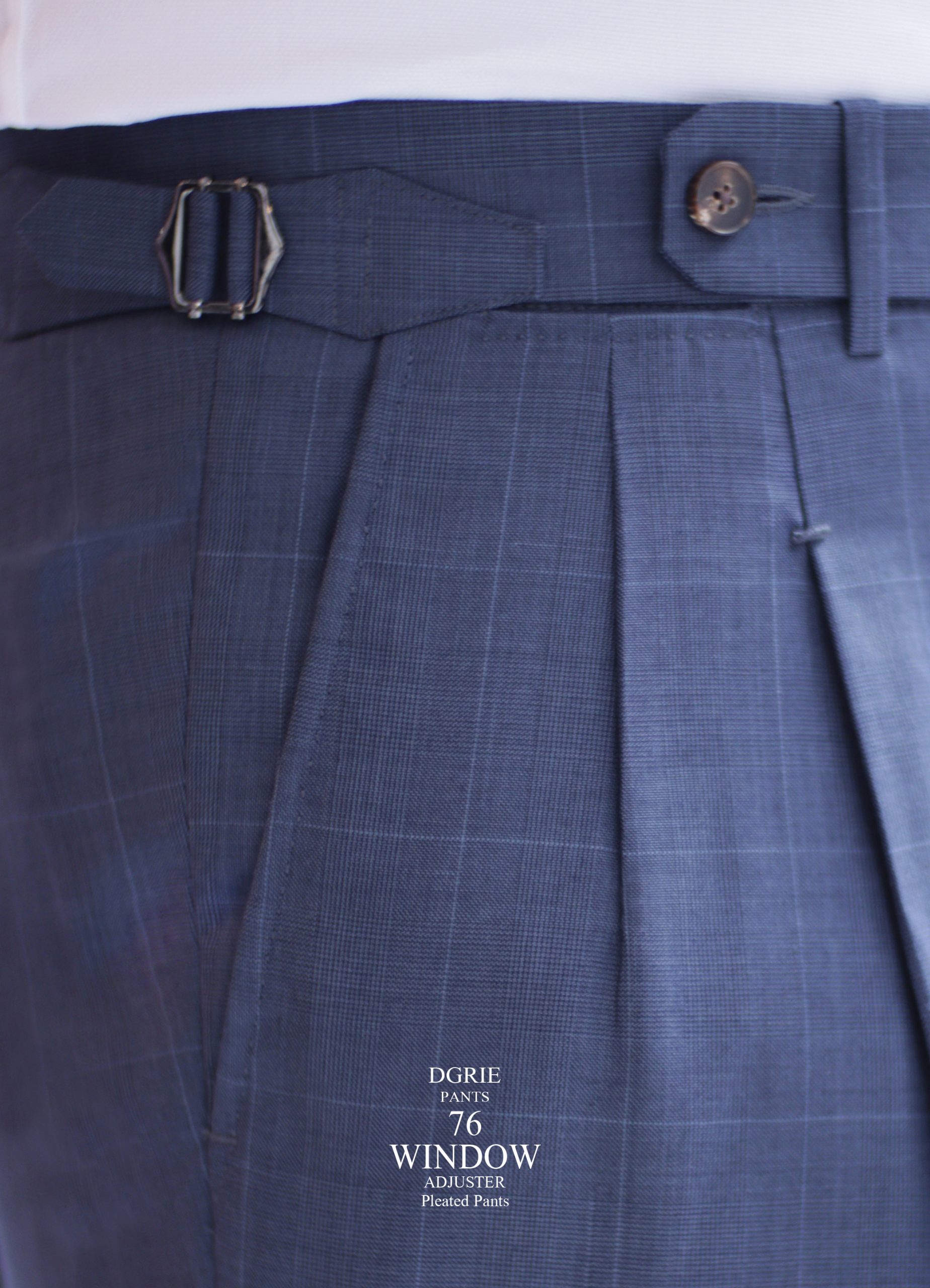 DGRIE PANTS 76 : Windowpane Side Adjusters Pleated Pants