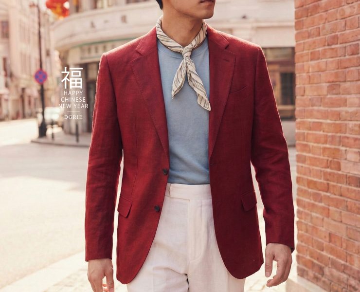 DGRIE Red Linen Full Lining Sport Jacket