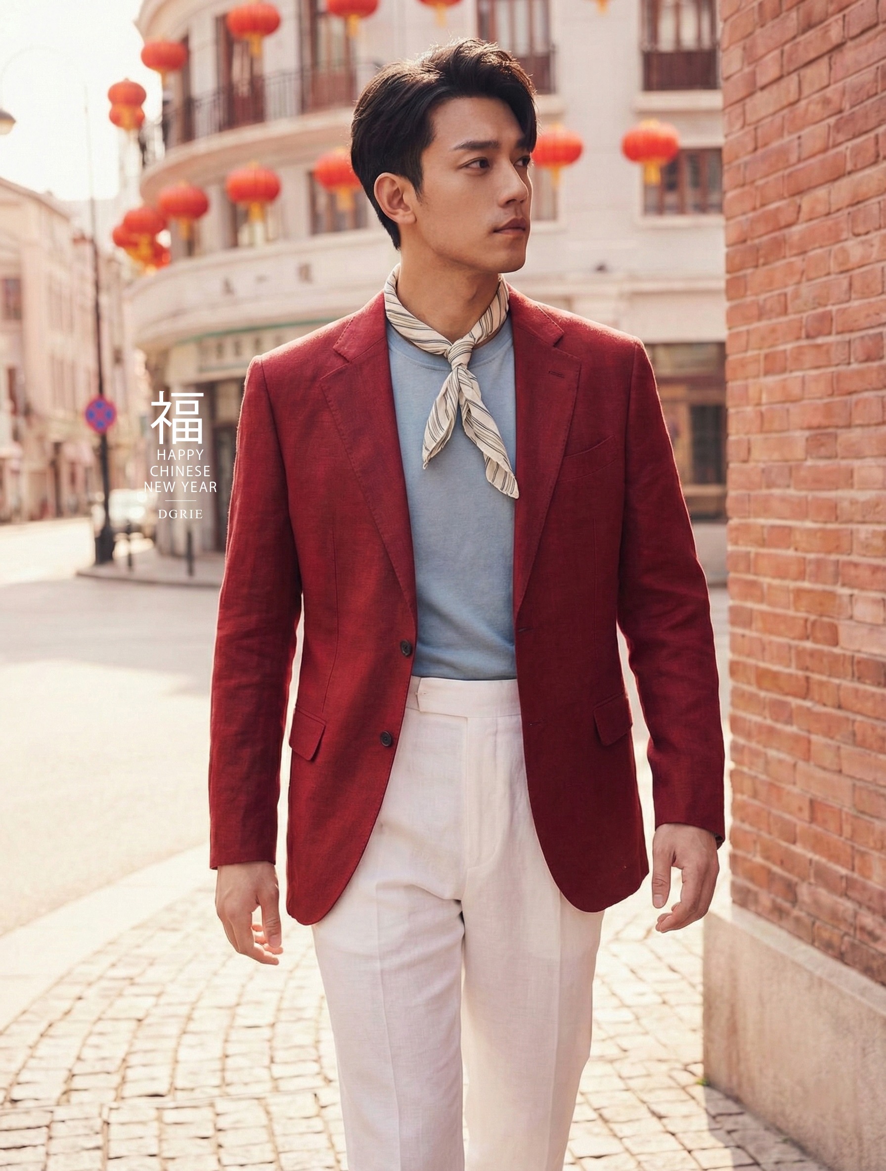 DGRIE Red Linen Full Lining Sport Jacket