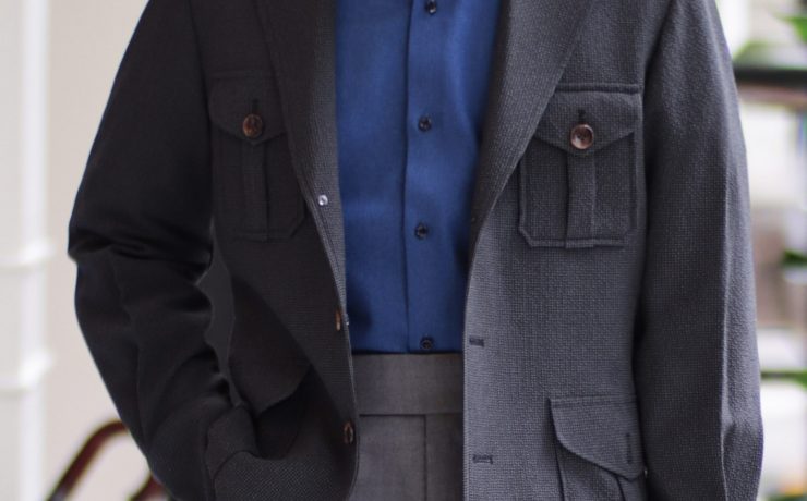 DGRIE Grey Seersucker Safari Jacket 54 DGRIE Grey Seersucker Safari Jacket