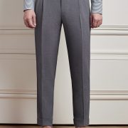 กางเกง - Smoke Gray Buckle Belt Blend Wool Pants