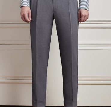 กางเกง - Smoke Gray Buckle Belt Blend Wool Pants
