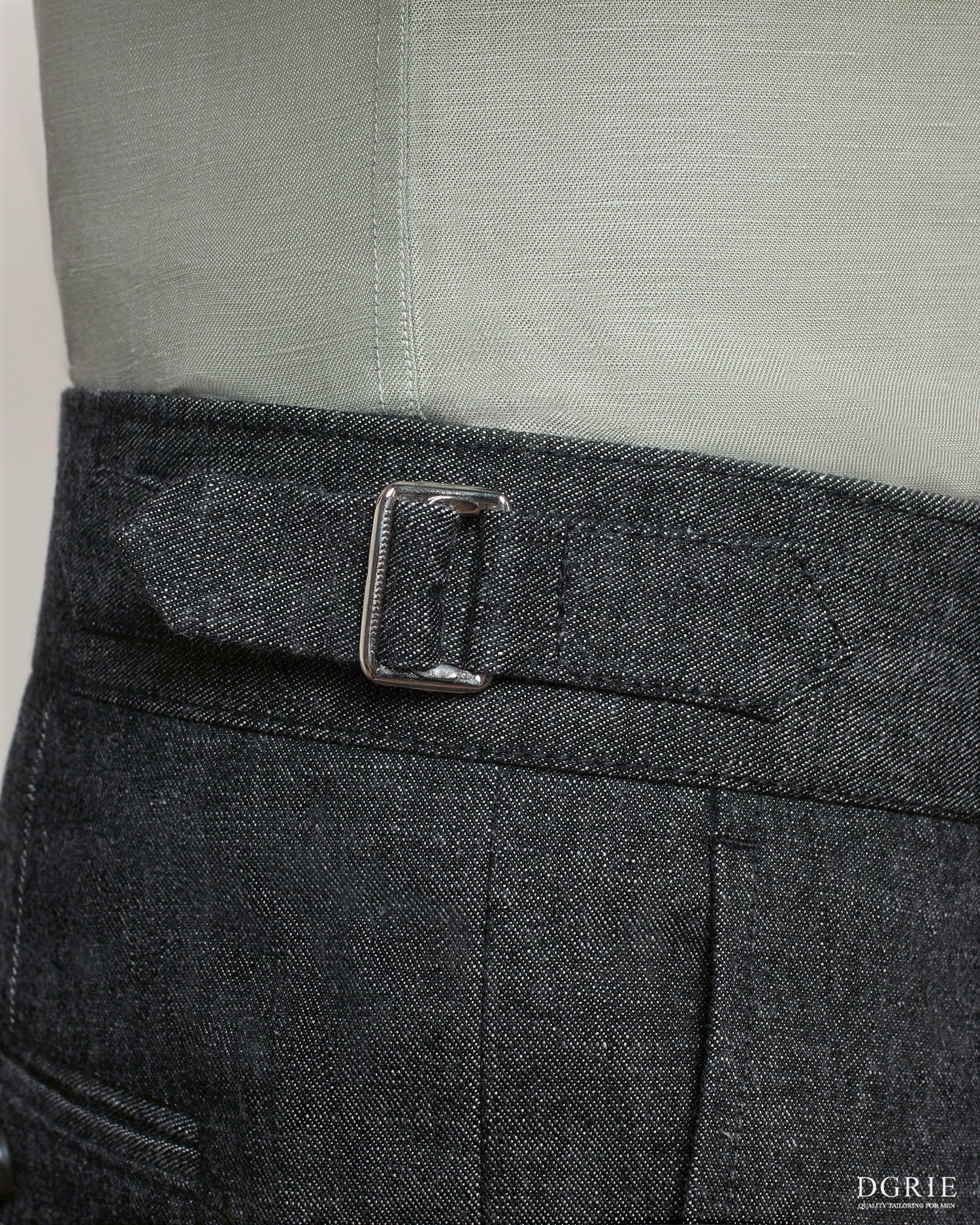 กางเกงยีนส์ Sport Dark Grey Buckle Belt Denim Pants