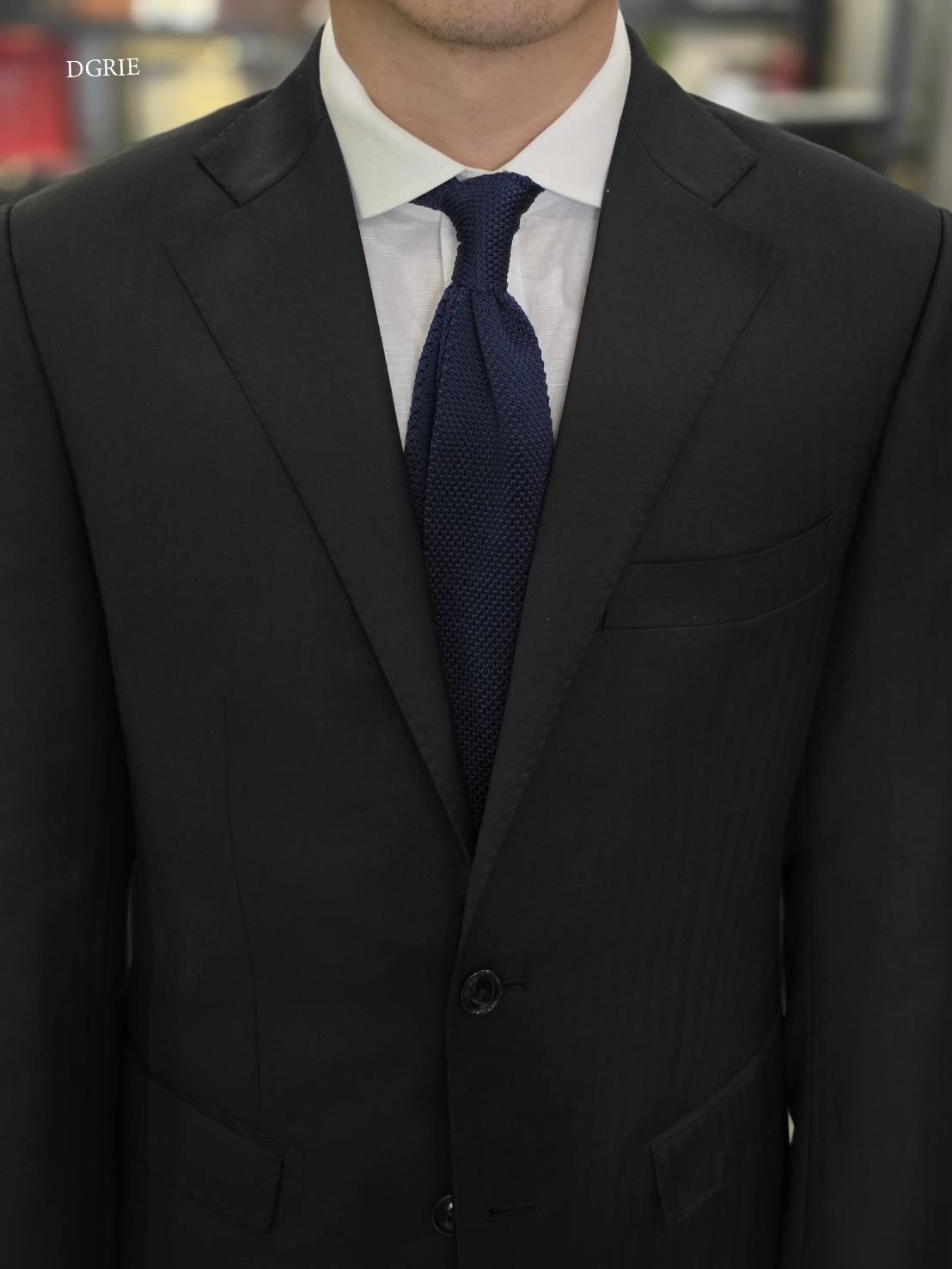 DGRIE Black Herringbone Notch Lapel Suits