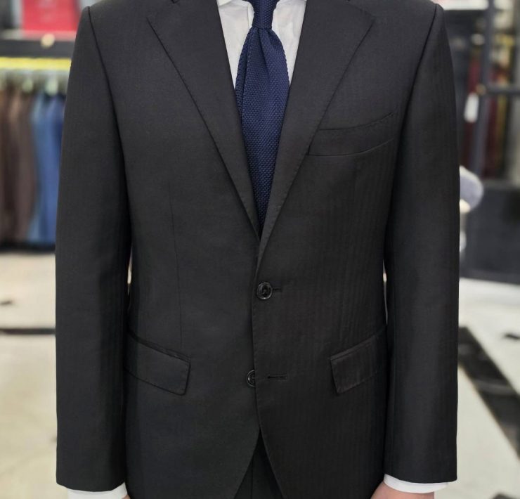 DGRIE Black Herringbone Notch Lapel Suits