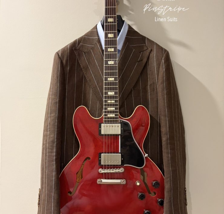 DGRIE - Pin Stripe Brown Double Breasted Linen Suit