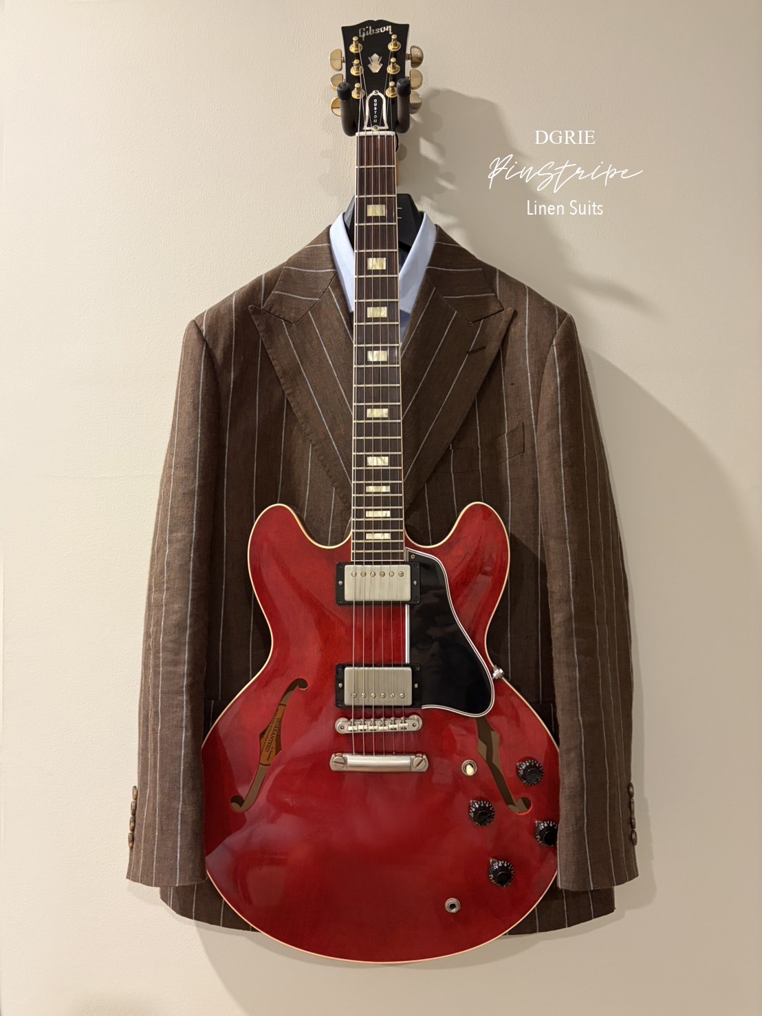 DGRIE - Pin Stripe Brown Double Breasted Linen Suit