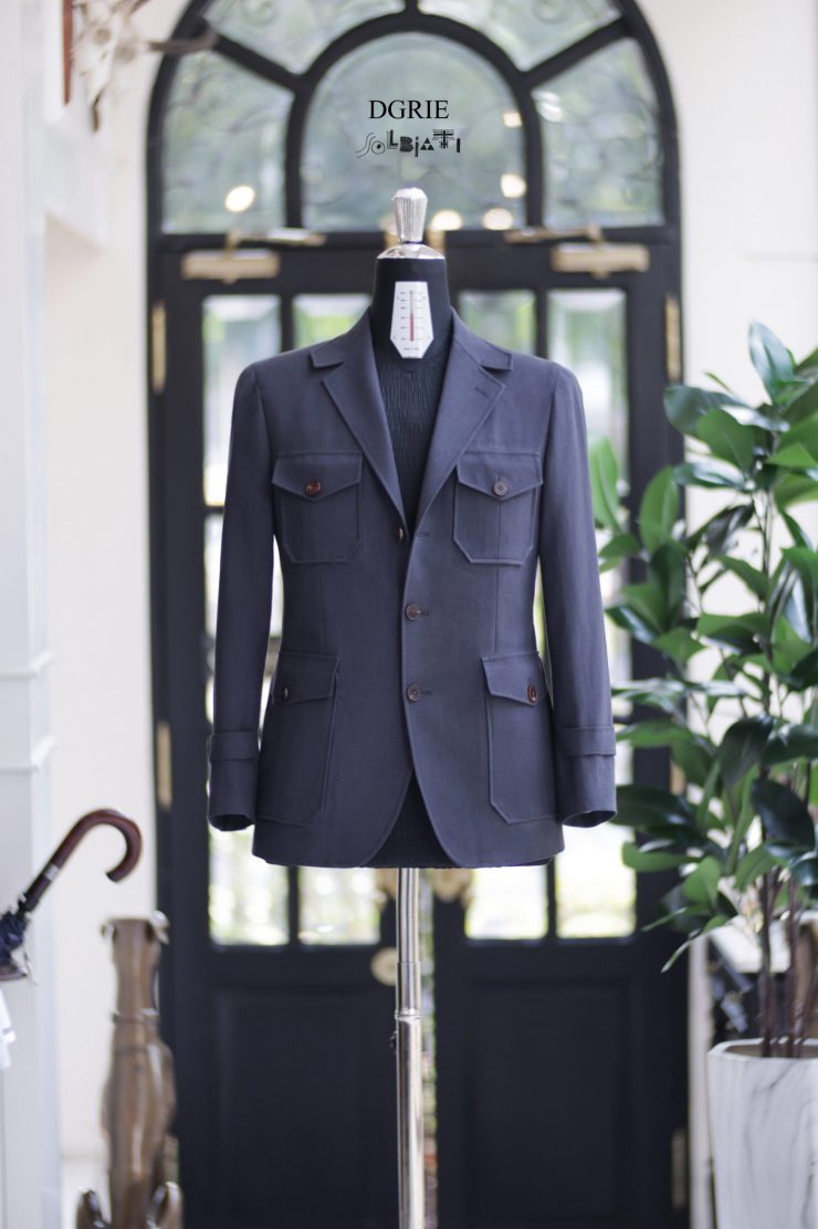 DGRIE Solbiati - Art Du Lin - Grey Navy Safari Jacket