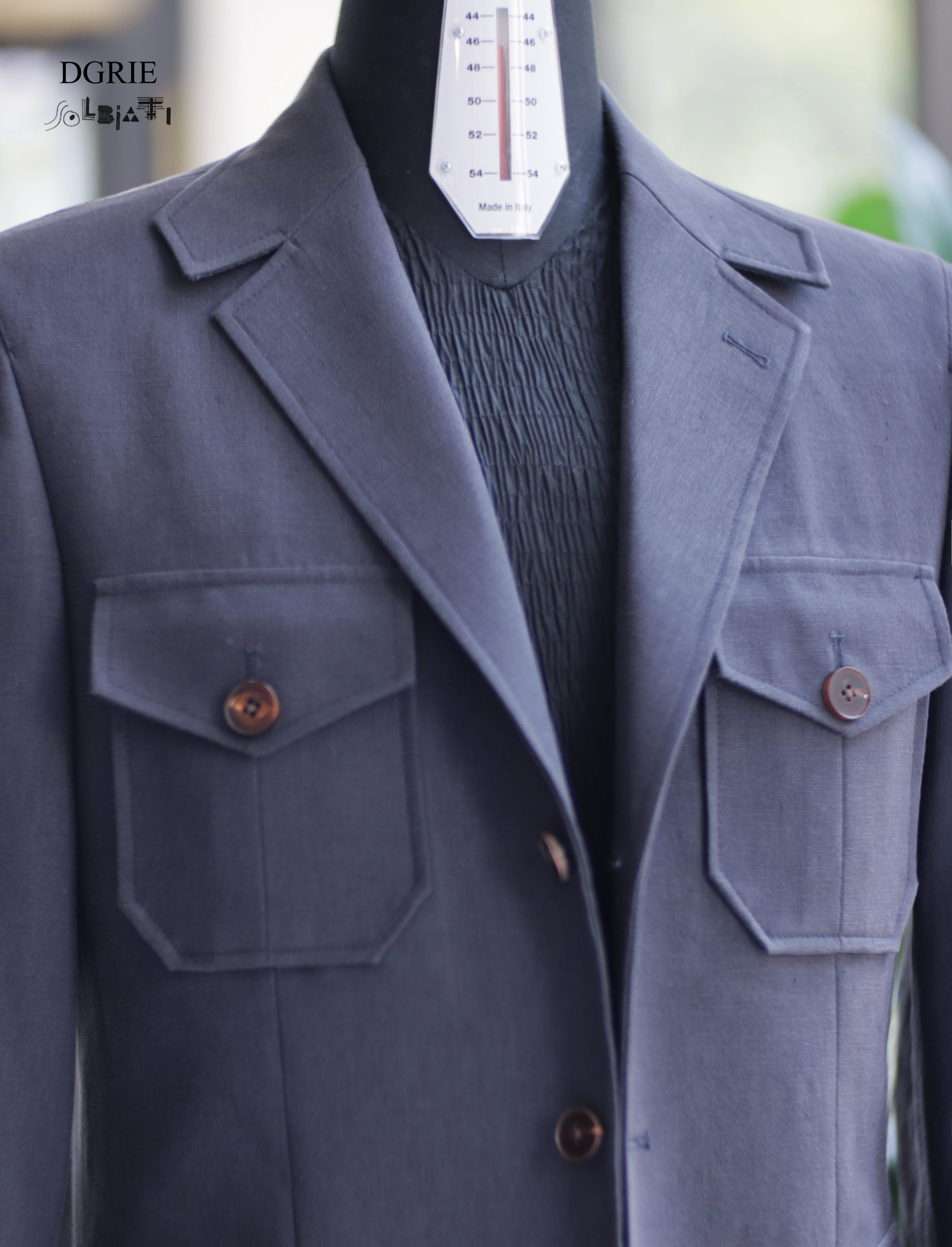 DGRIE Solbiati - Art Du Lin - Grey Navy Safari Jacket