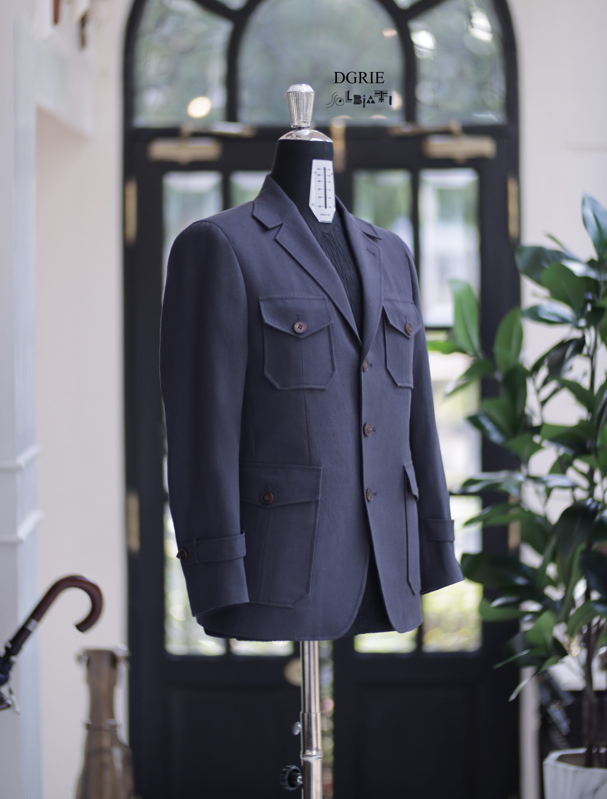 DGRIE Solbiati - Art Du Lin - Grey Navy Safari Jacket