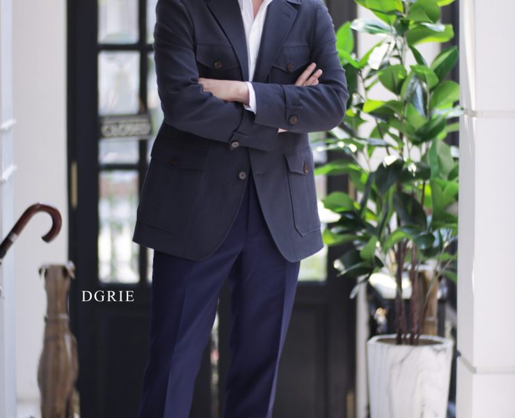 DGRIE Solbiati - Art Du Lin - Navy-Grey Safari Jacket