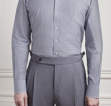 Navy & White Hidden Button Spread Collar Shirt