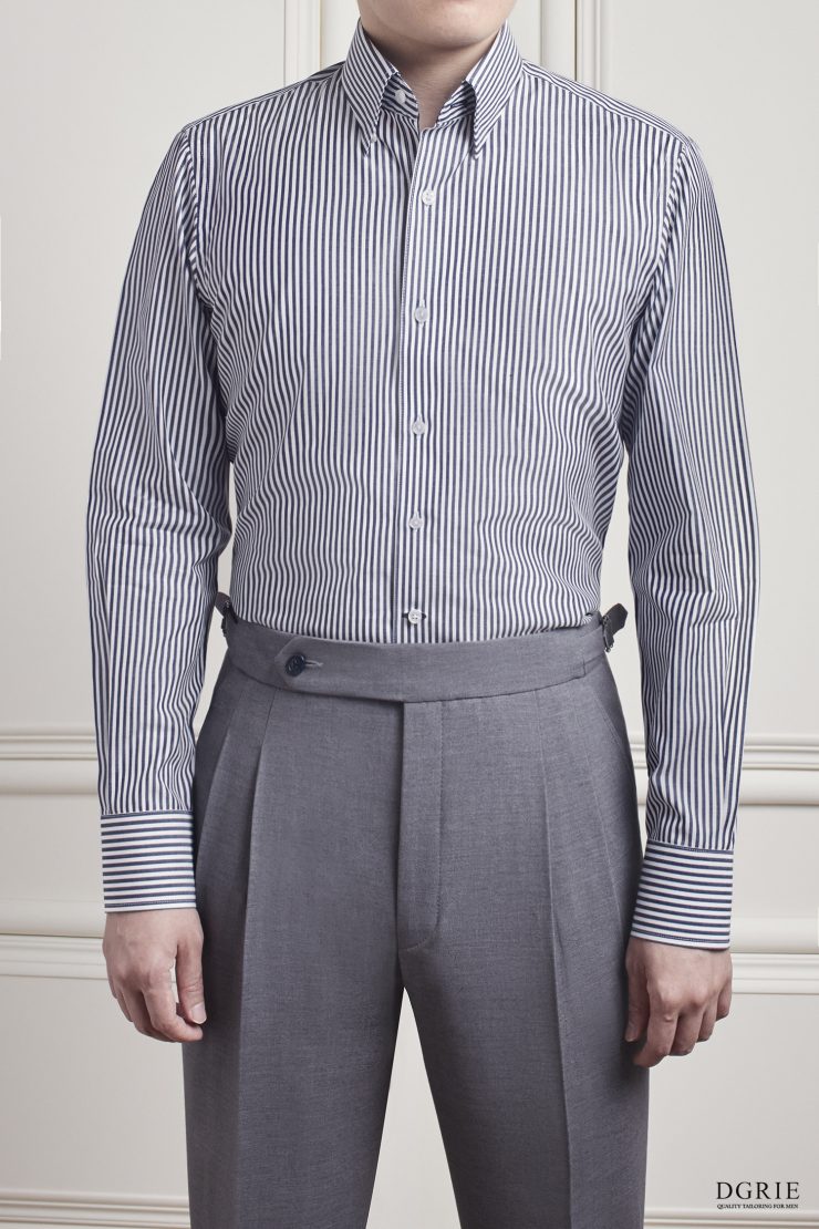 Navy & White Hidden Button Spread Collar Shirt