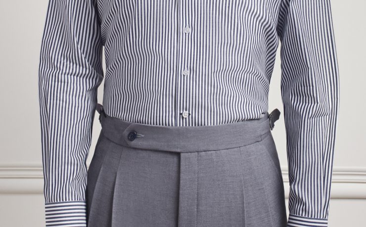 Navy & White Hidden Button Spread Collar Shirt