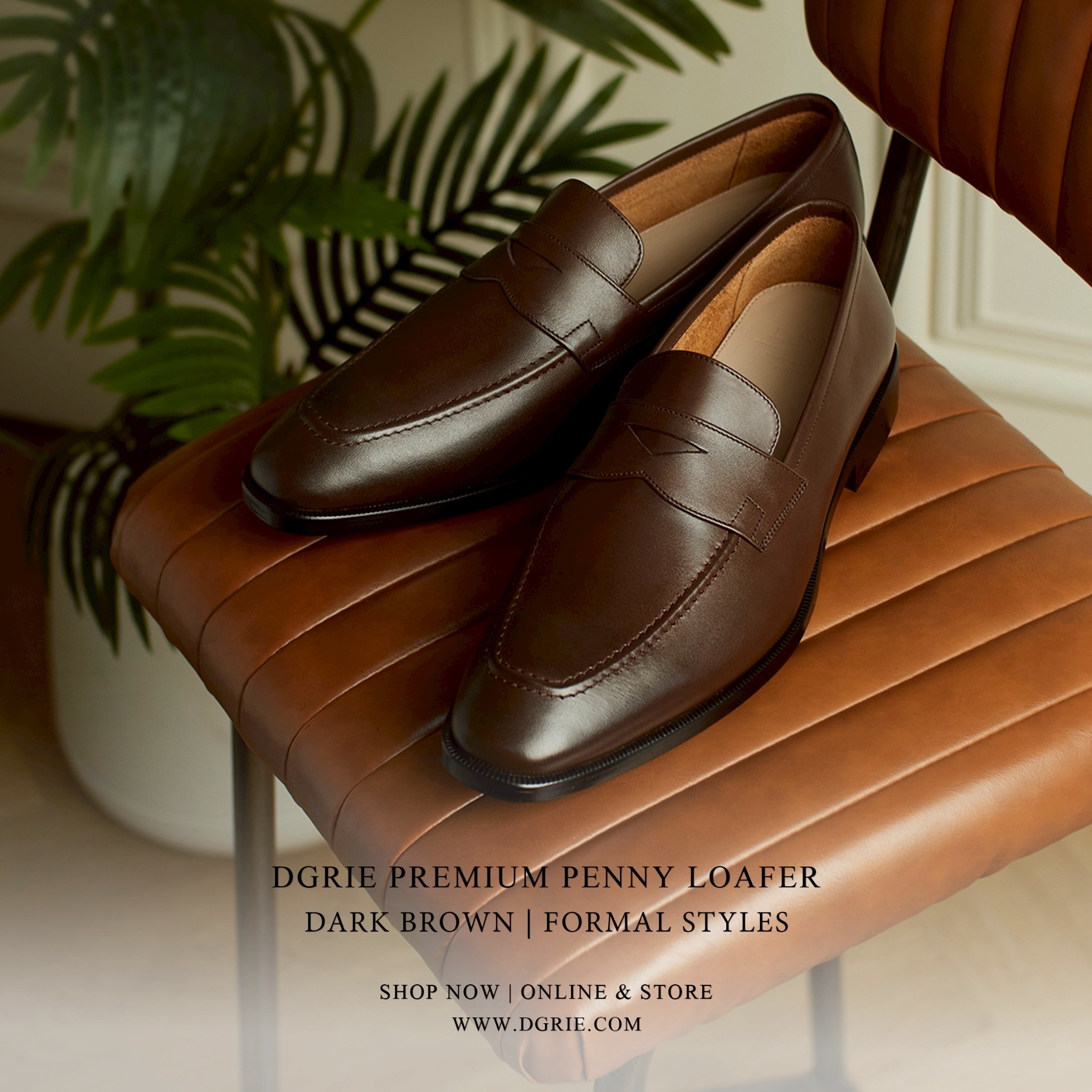 รองเท้าหนัง โลฟเฟอร์ Premium Penny Loafer Dark Brown Shoes