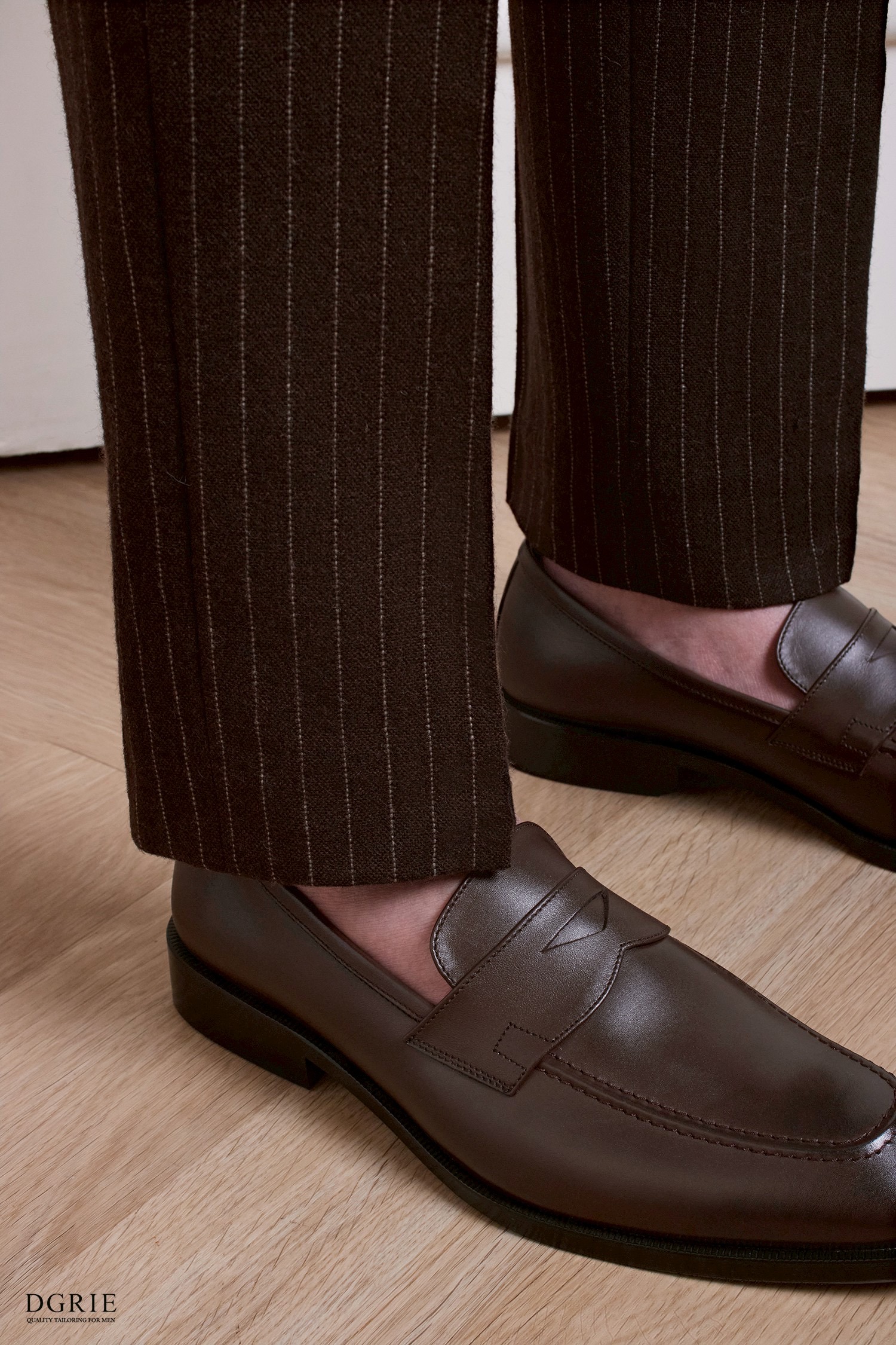 Carmel Brown Pin-Stripe 1.2cm Wool Pants