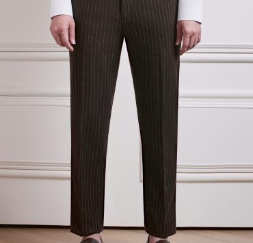 Carmel Brown Pin-Stripe 1.2cm Wool Pants