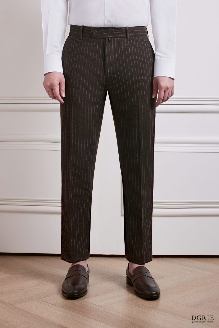 Carmel Brown Pin-Stripe 1.2cm Wool Pants