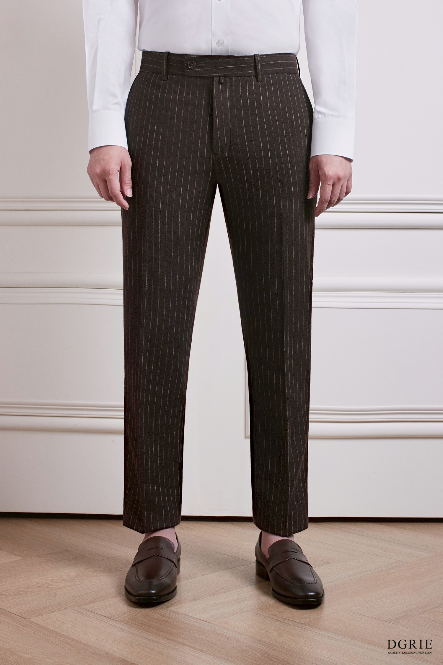 Carmel Brown Pin-Stripe 1.2cm Wool Pants