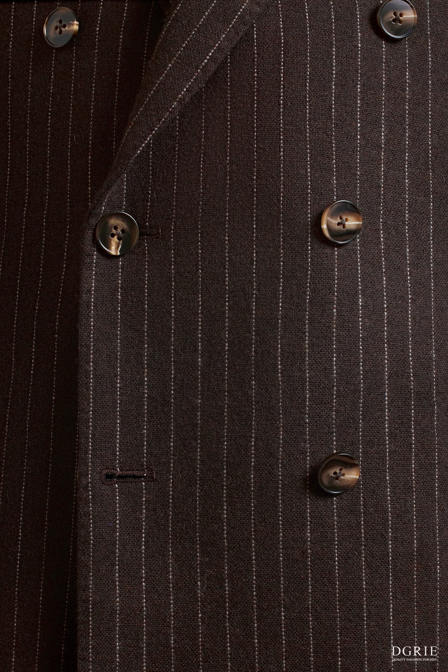 Caramel Brown Pin-Stripe Half Lining Double Breasted Wool Jacket