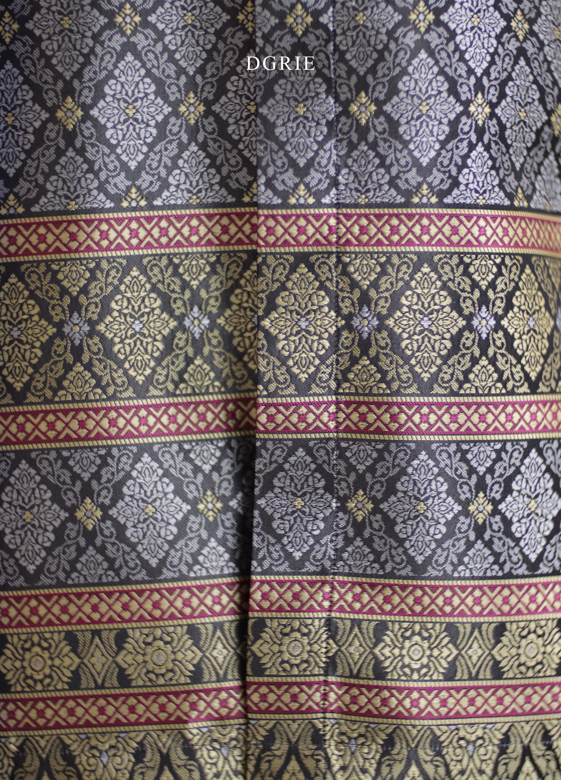 DGRIE Thai Silk Short Grey & Yellow Sleeve Shirt เสื้อเชิ้ตแขนสั้นผ้าไหมทอลายไทย