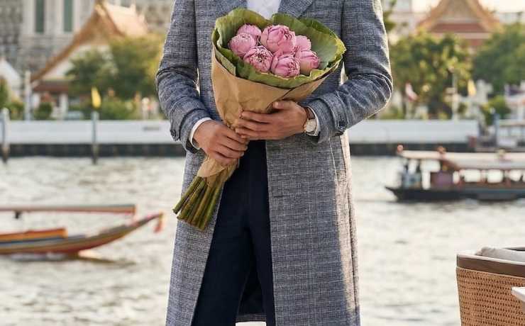 LotusTrend ดอกบัวสะพานพุทธ - เสื้อโค้ทผ้าไทย The Artisan Long Coat: Thai Indigo Edition