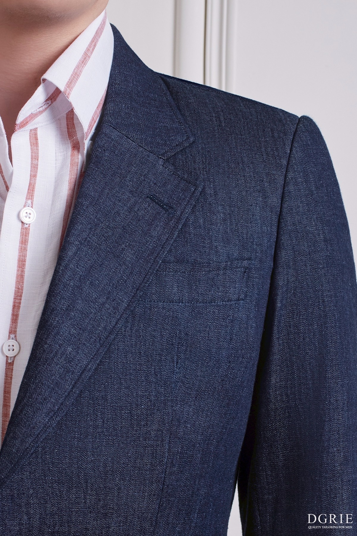 Navy Denim Notch Lapel Unlining Patch Pocket Sport Jacket - DGRIE