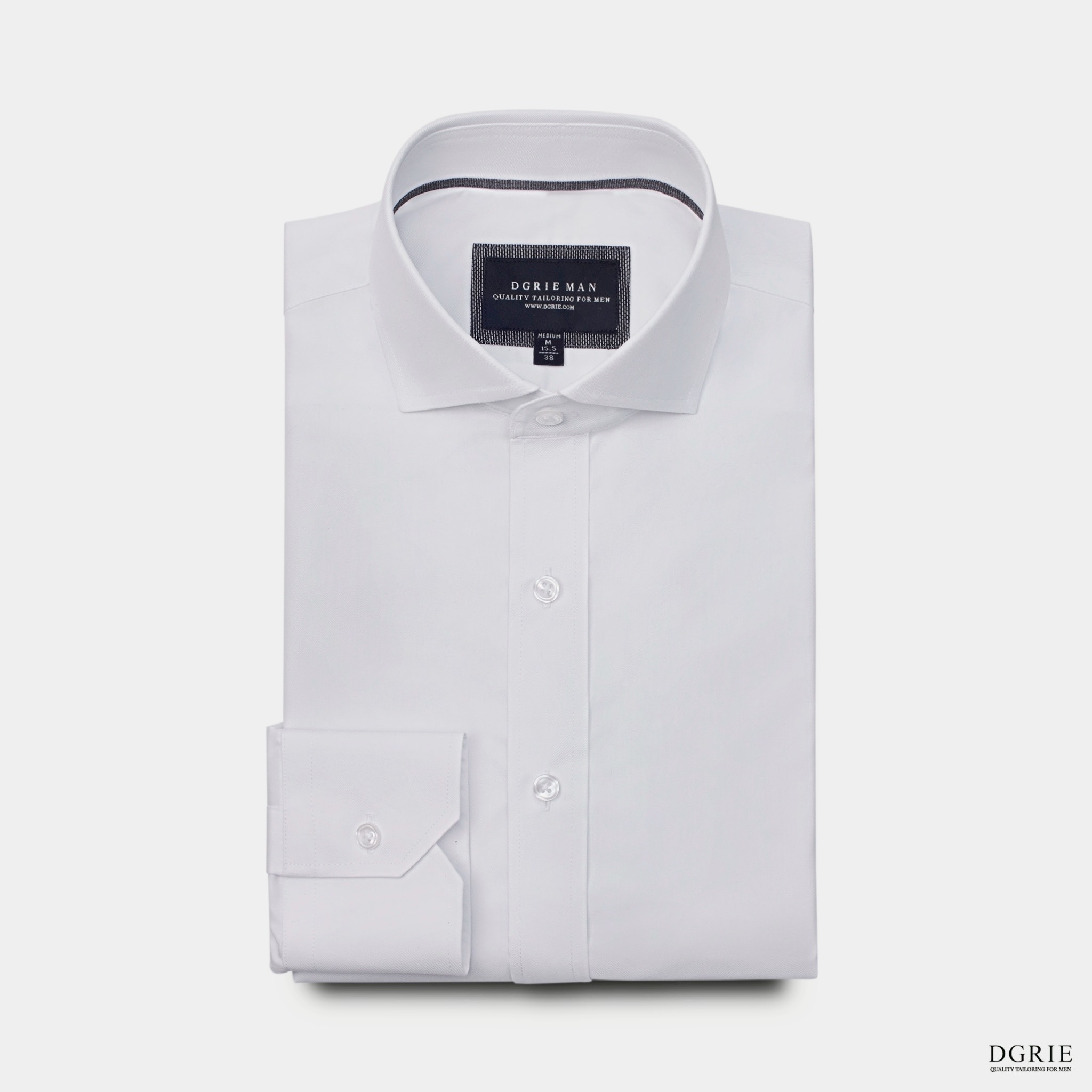 เสื้อเชิ้ต Twill Spread Collar Grey Details Cotton Shirt - DGRIE