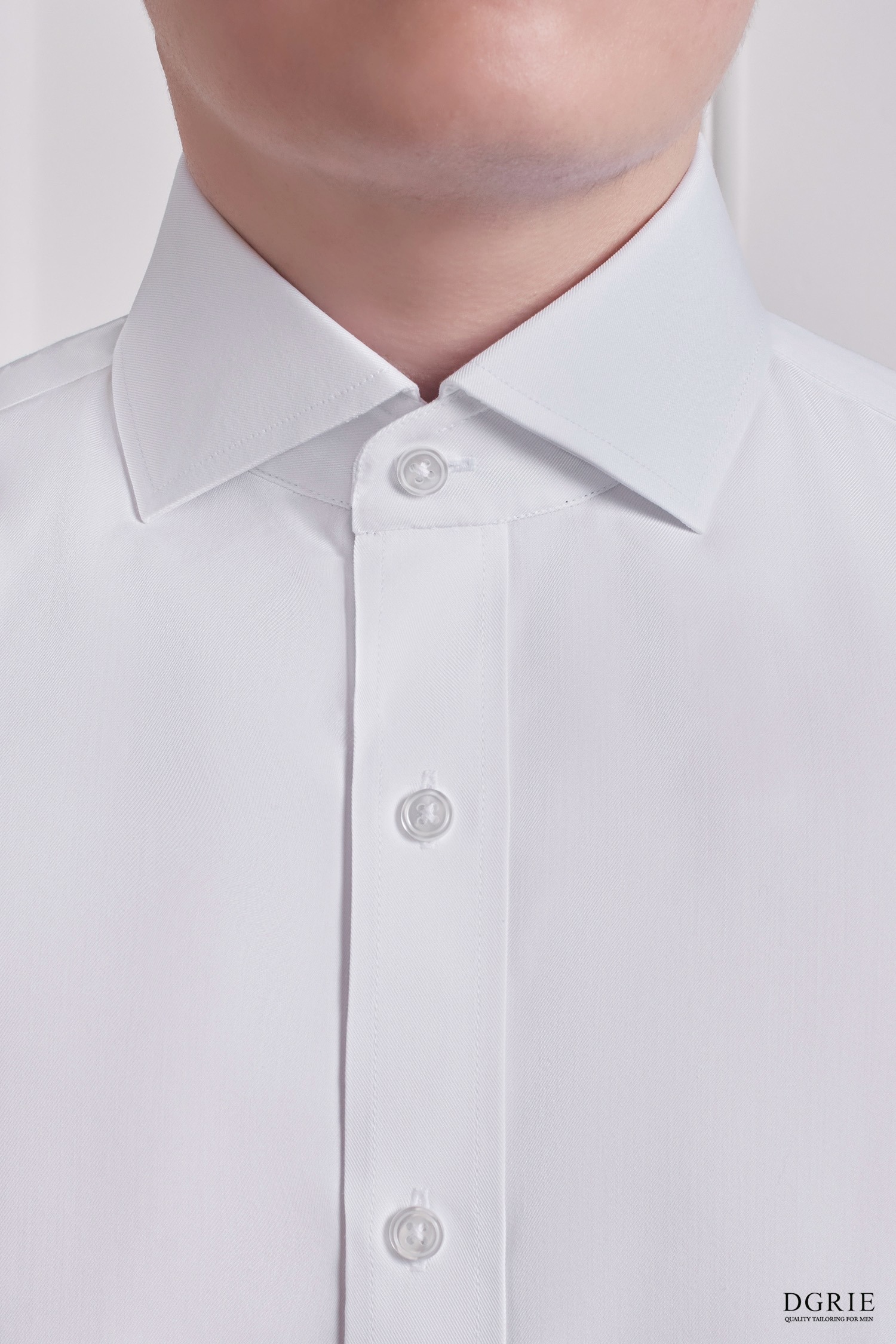 เสื้อเชิ้ต Twill Spread Collar Grey Details Cotton Shirt - DGRIE