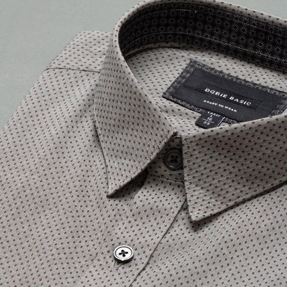 dgrie diamonds print gray cotton slim collar shirt dgrie