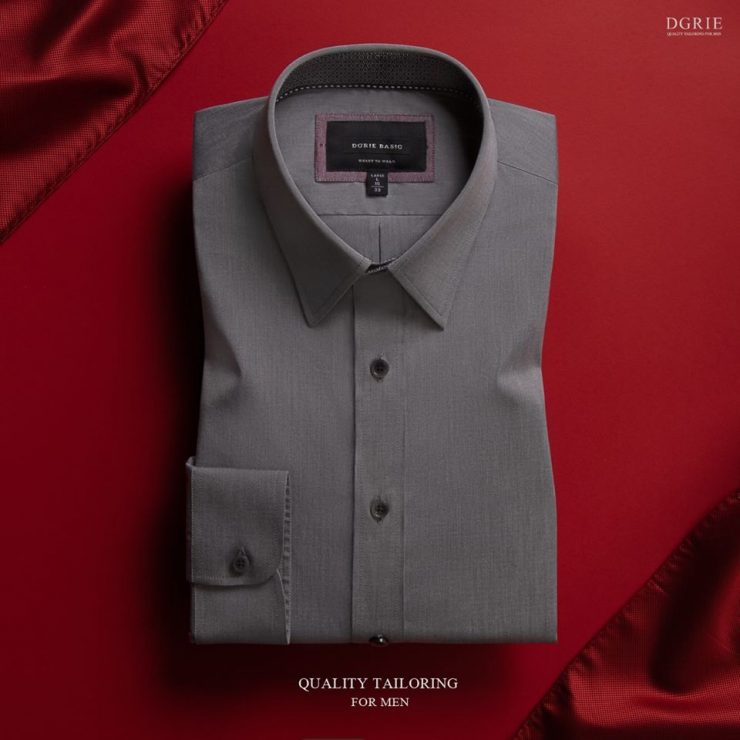 dgrie dark gray regular fit oxford point collar smart shirt dgrie