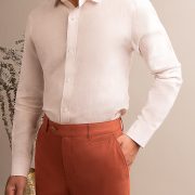 dgrie island cotton linen peach pastelregular collar shirts dgrie