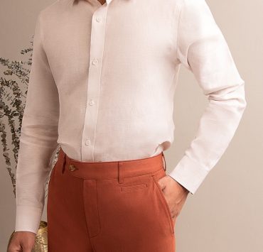 dgrie island cotton linen peach pastelregular collar shirts dgrie