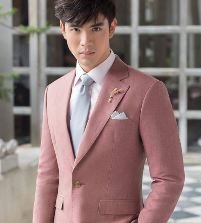 dgrie new soft pink flamingo slim fit vintage notch lapel wedding wool suit dgrie