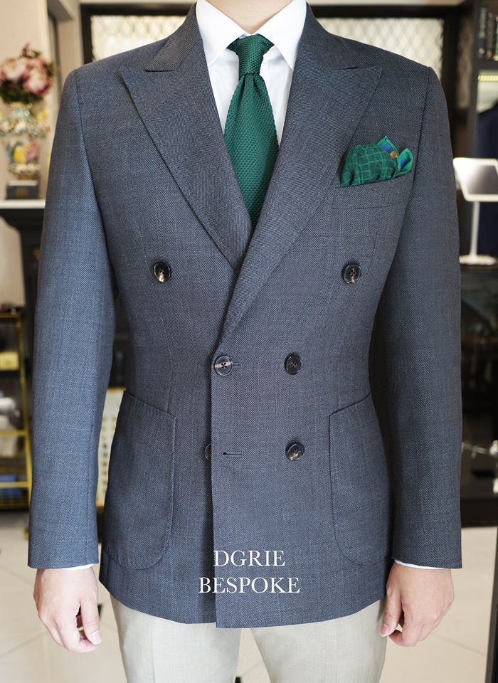 dgrie grey checked double breasted suits green set dgrie 5