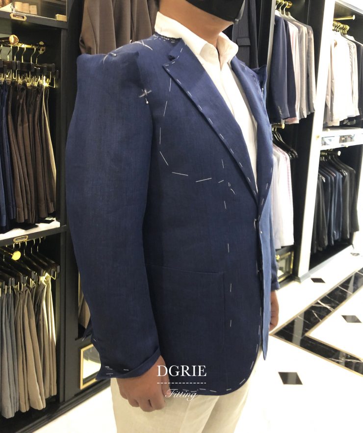 fitting navy linen jacket linen pant dgrie 1