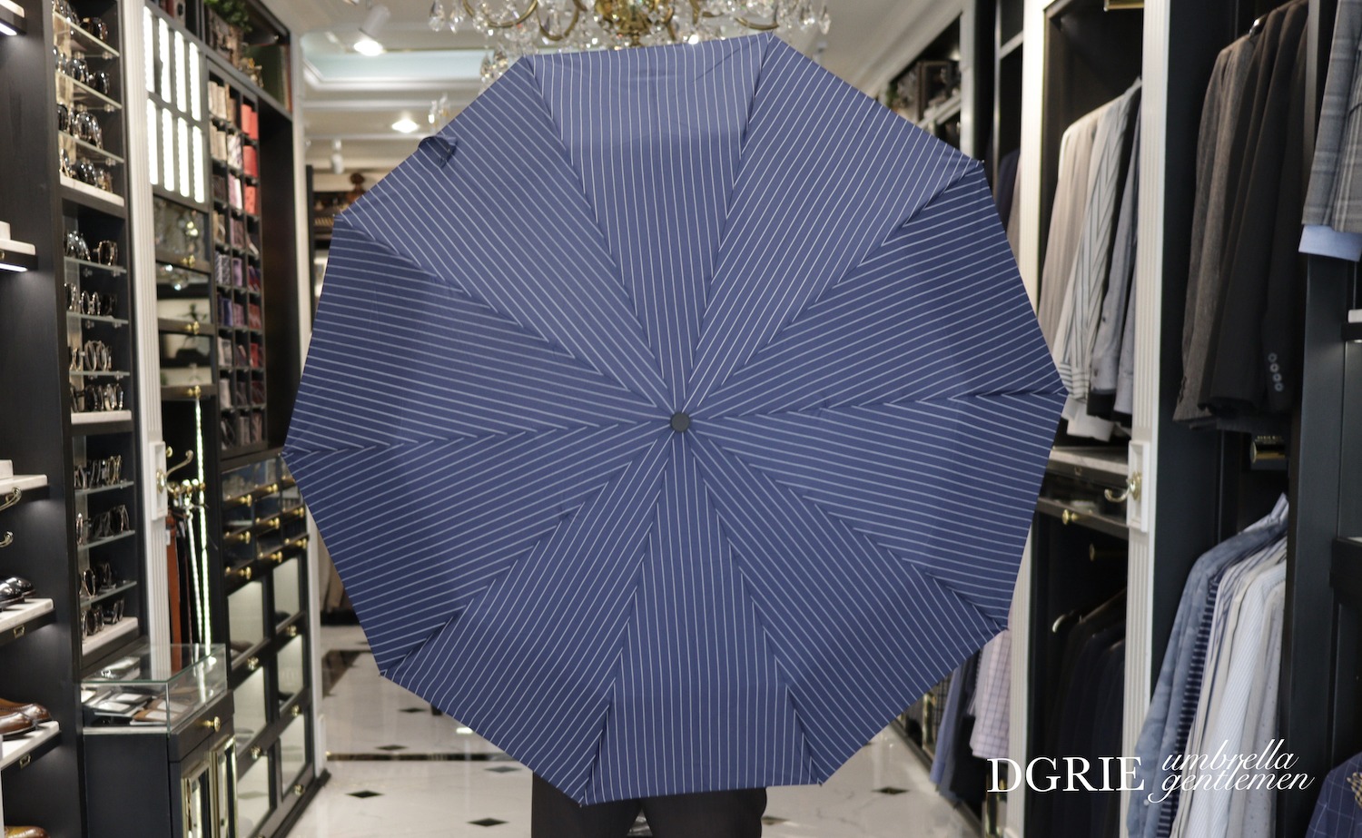 navy blue pinstripe umbrella dgrie 8