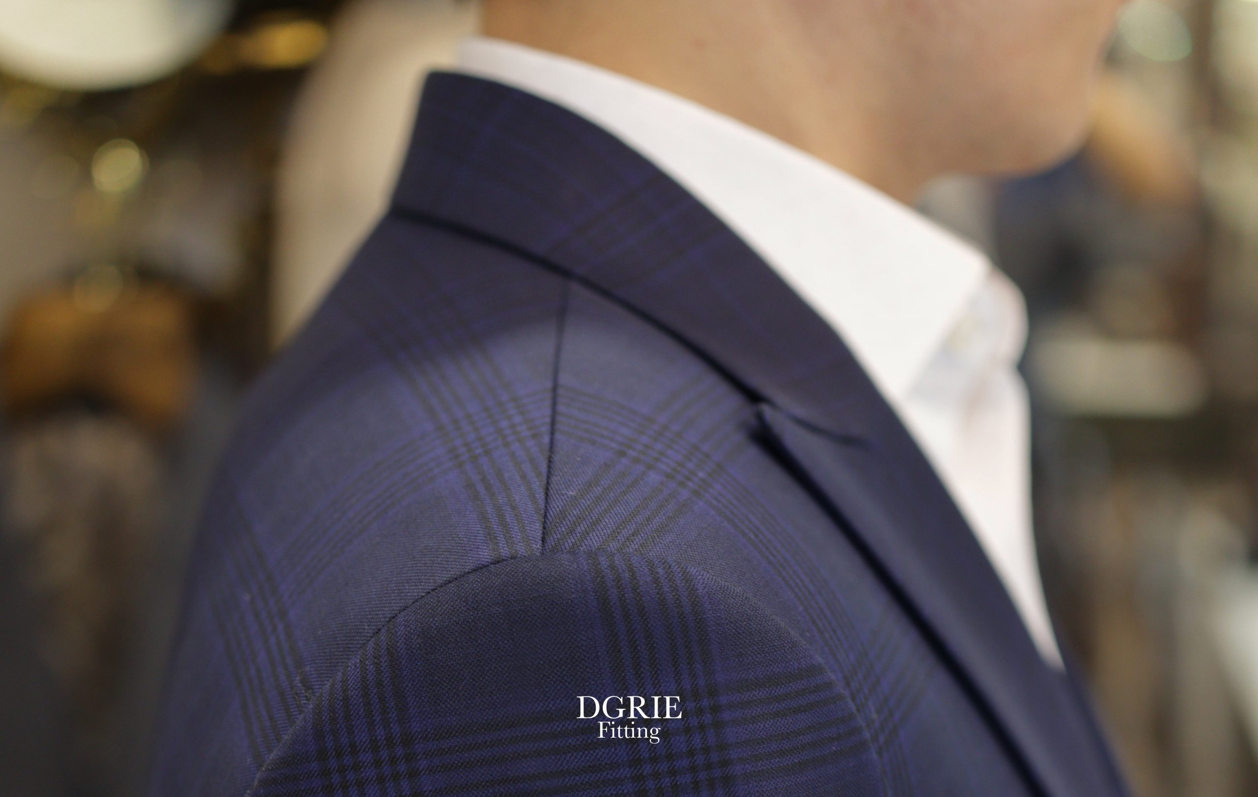 navy blue peak prince of wales check dgrie