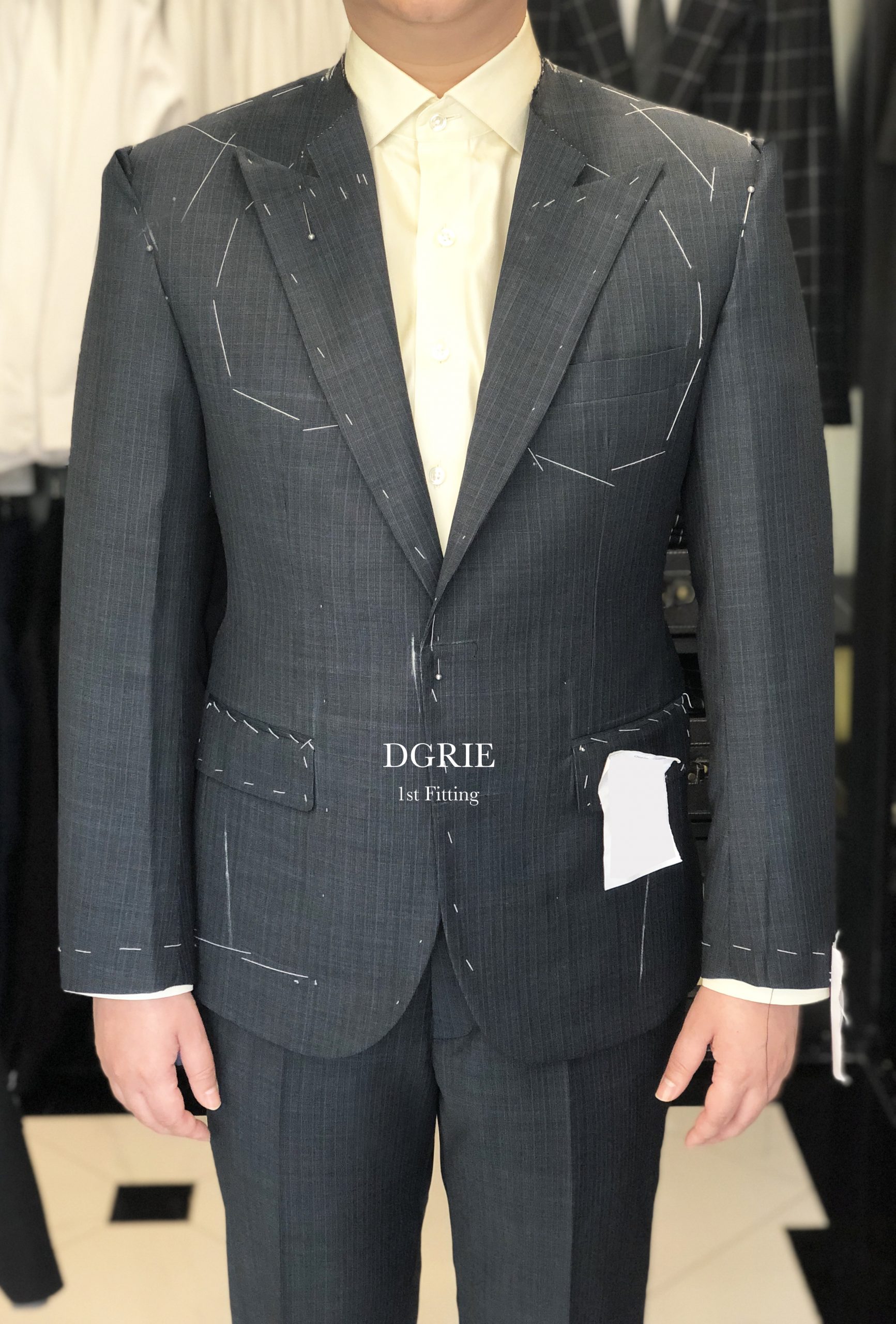 1st fitting dark navy grey pinstripe dgrie