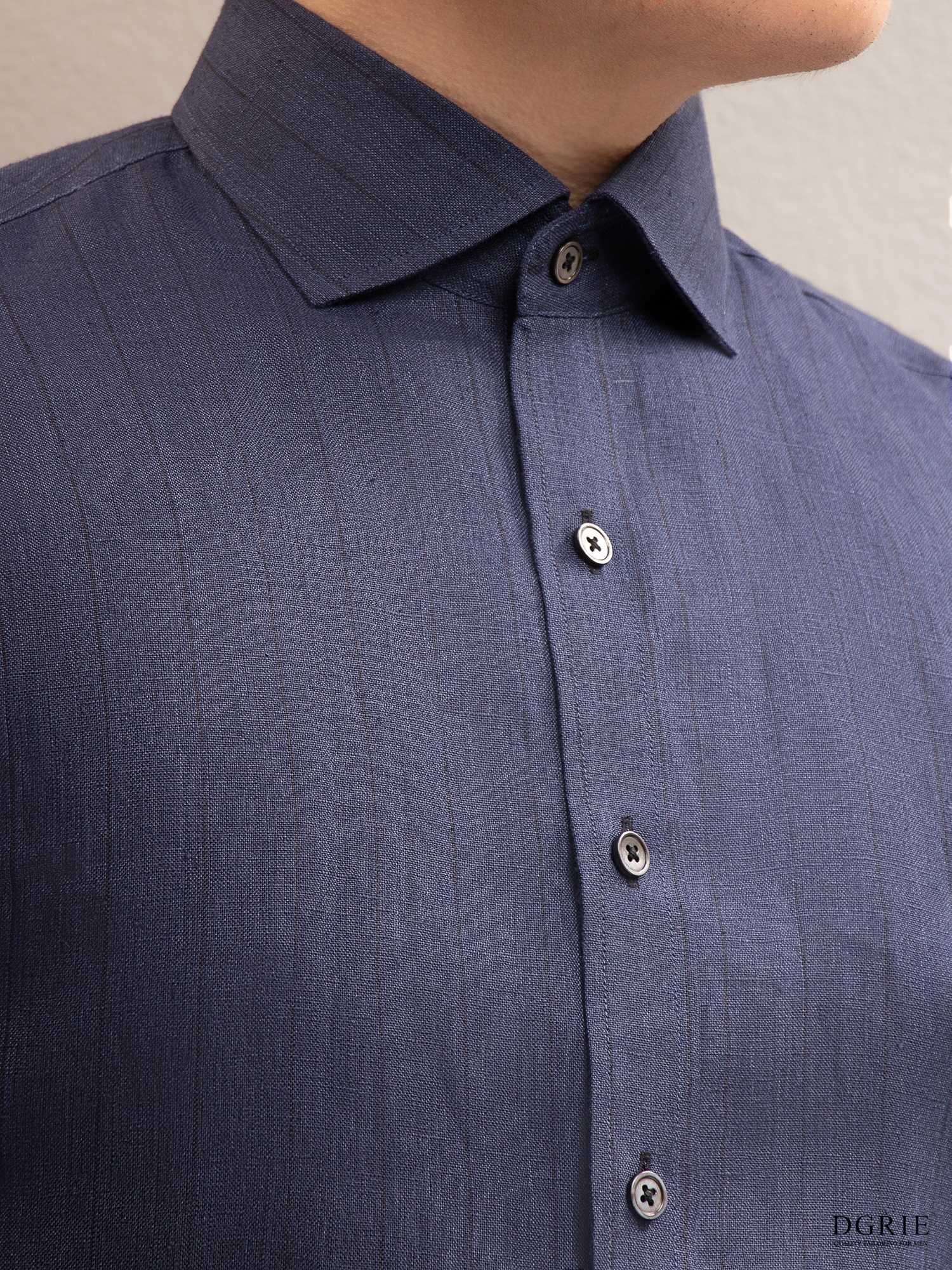 dark ocean blue linen shirt dgrie 3
