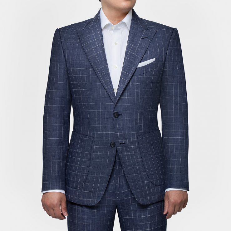 navy windowpane peak linen suit dgrie dgrie 10