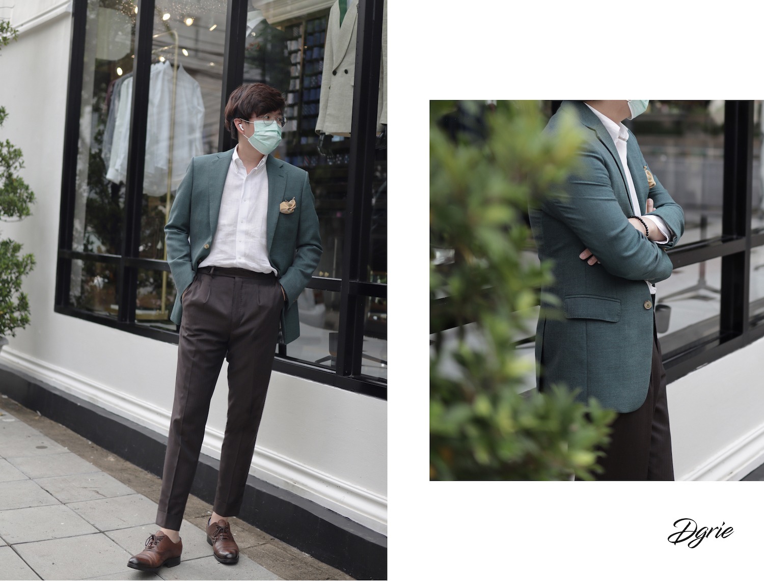 hopsack green blazer blazer dgrie