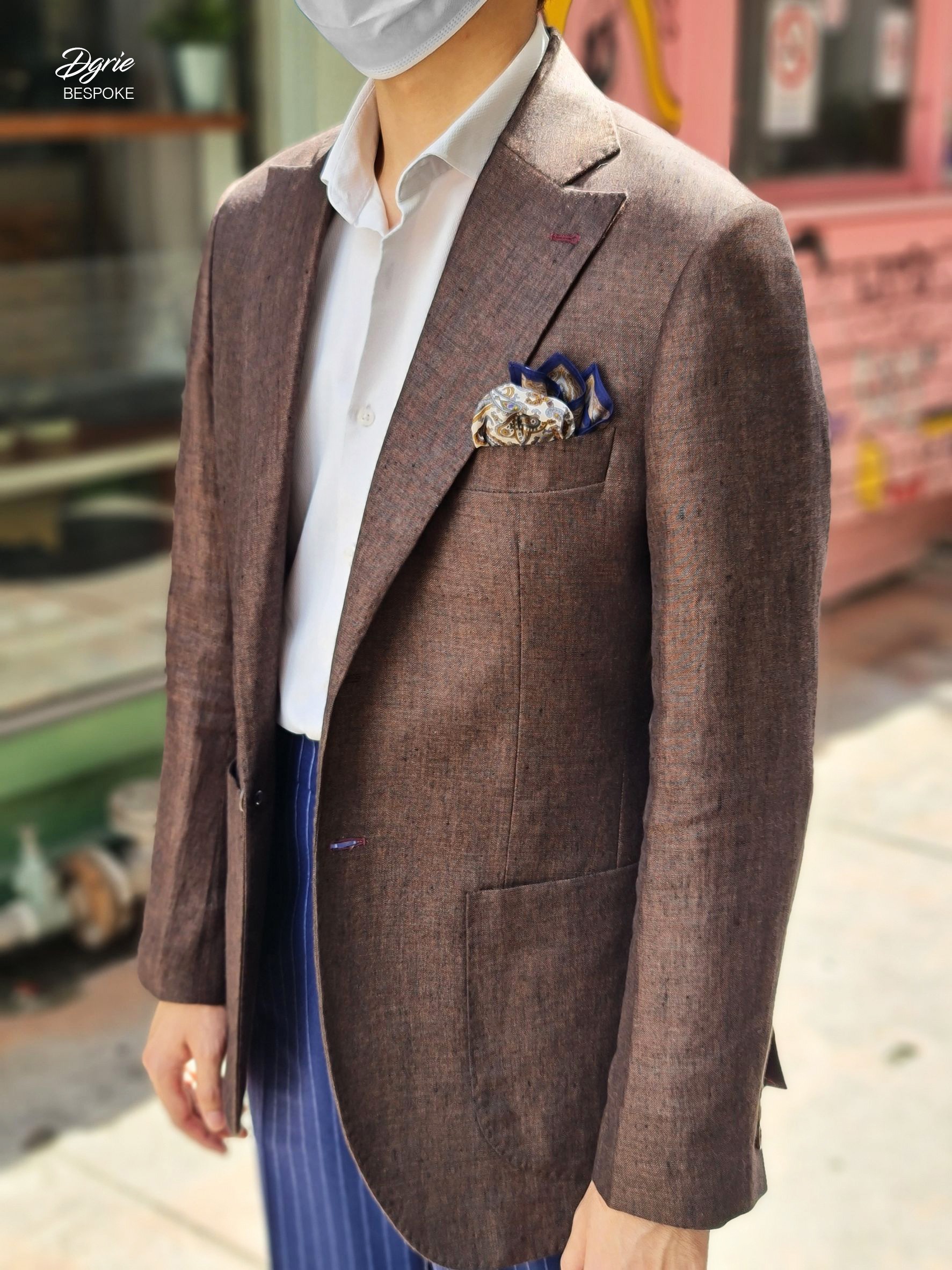red brown linen classic blazer dgrie 1